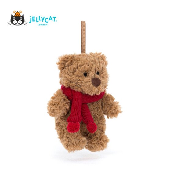 Jellycat BARTHOLLOMEW BEAR DECORATION New Ornament Christmas Holiday Scarf Gift - Picture 2 of 6